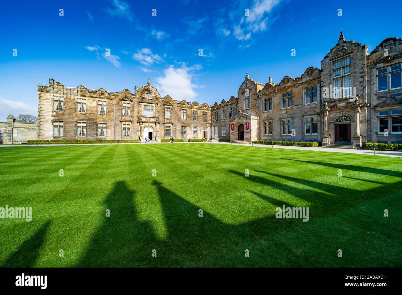 St Salvator Quad a St Andrews University, St Andrews Fife, Scozia, Regno Unito Foto Stock