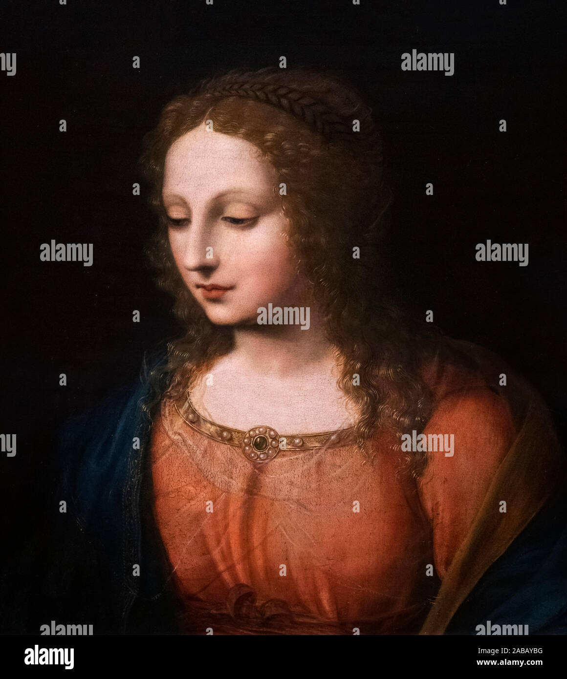 Una donna di Bernardino Luini (1480/82-1532), olio su pannello, primi 1500s Foto Stock