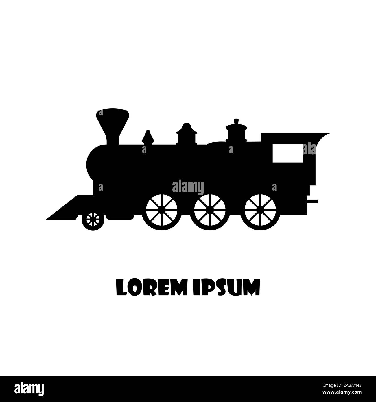 Treno retrò locomotiva a vapore, vecchio stile vintage, icona Vettore, emblema di banner Illustrazione Vettoriale