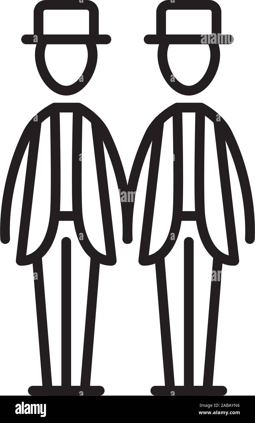 Gay coppia sposata stile linea illustrazione vettoriale design Illustrazione Vettoriale