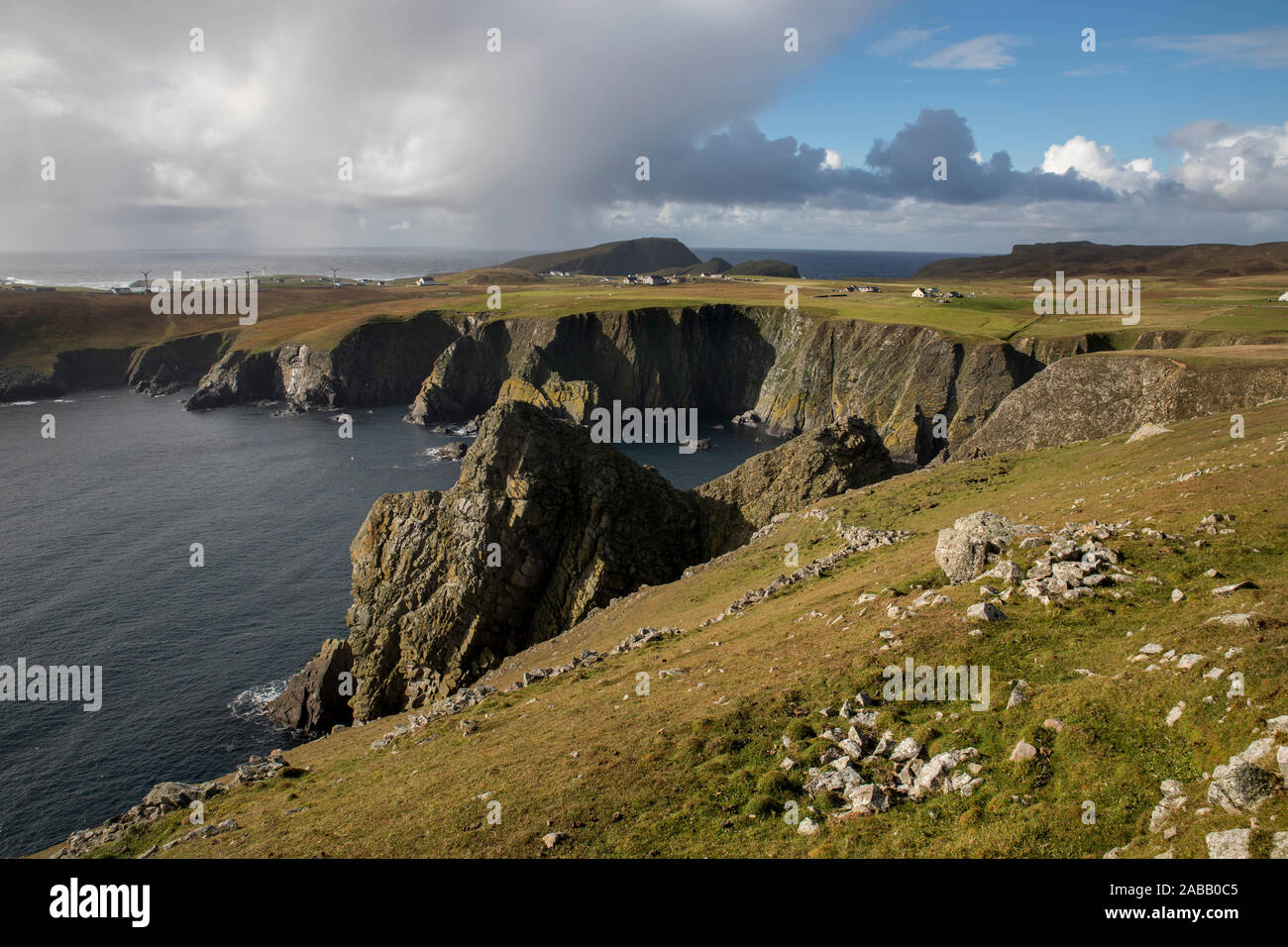 Fair Isle; vista di Malcolm la testa; Shetland; Regno Unito Foto Stock