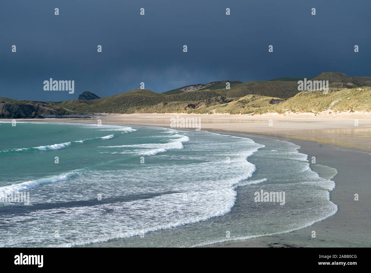 Spiaggia di Balnakeil Bay vicino a Durness in Sutherland sulla costa nord 500 scenic percorso nel nord della Scozia, Regno Unito Foto Stock