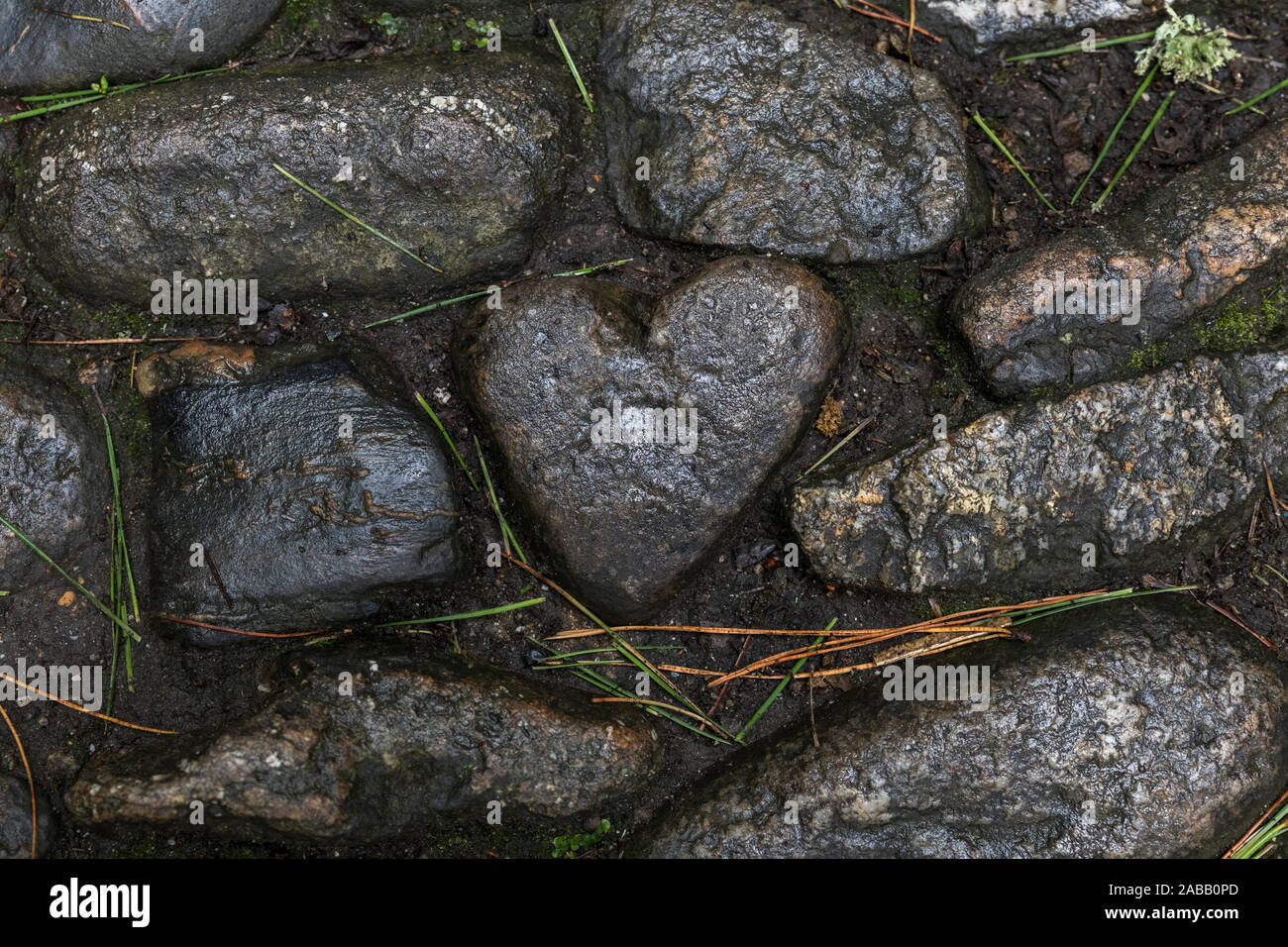 A forma di cuore in pietra ciottoli; Regno Unito Foto Stock