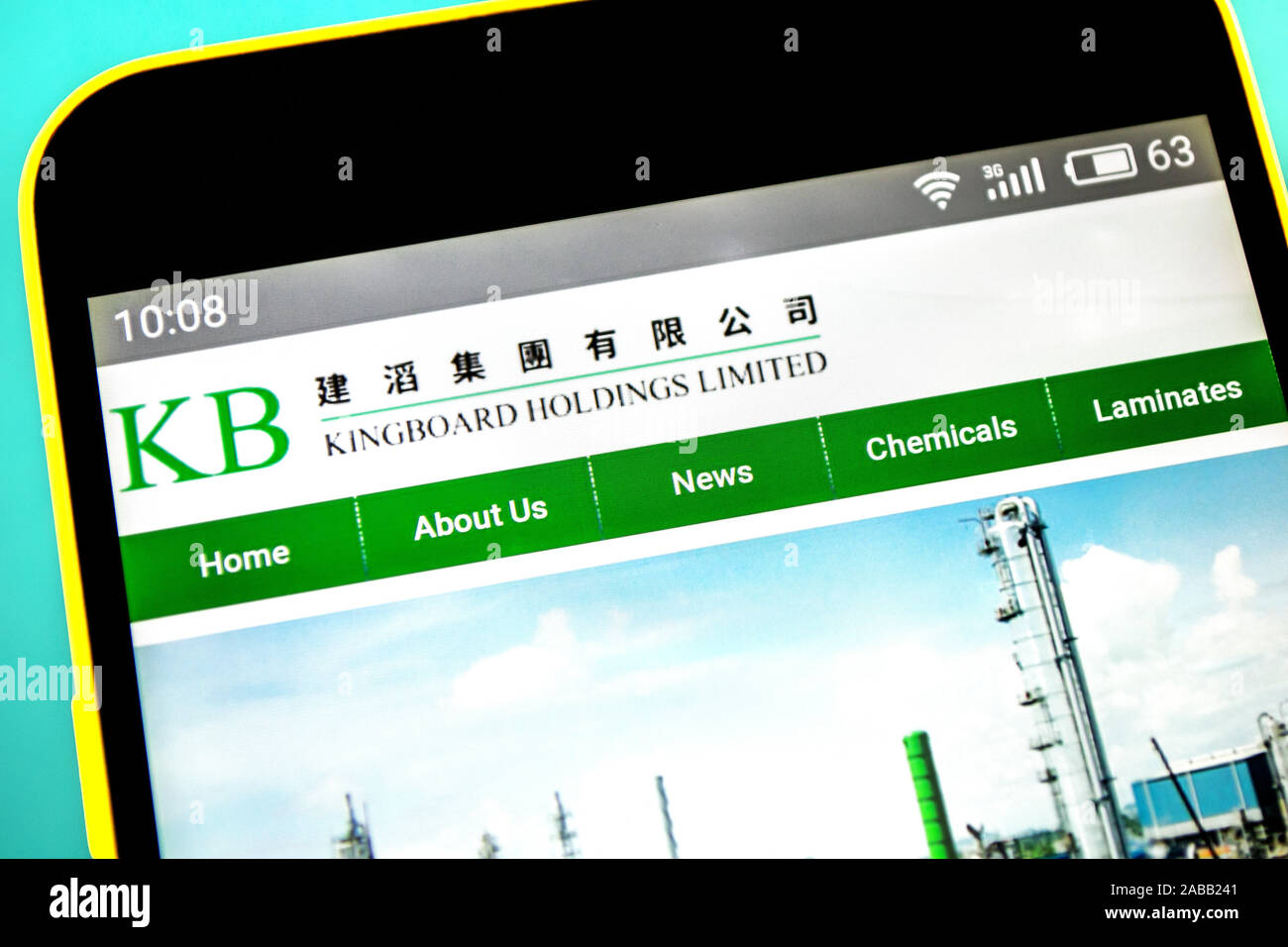 Berdyansk, Ucraina - 18 Aprile 2019: Editoriale illustrativa di Kingboard Chemical Holdings homepage del sito. Kingboard Chemical Holdings visibile il logo Foto Stock