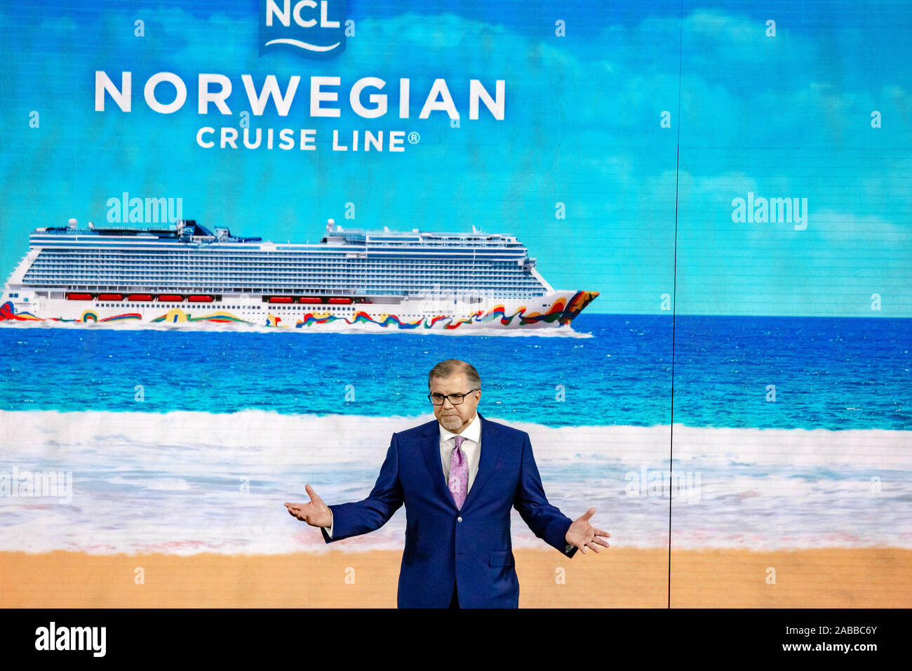 NCL CEO Frank Del Rio al Encore inaugurale di battesimo e di concerto con la madrina di Kelly Clarkson su Novembre 21, 2019 a Miami in Florida Foto Stock