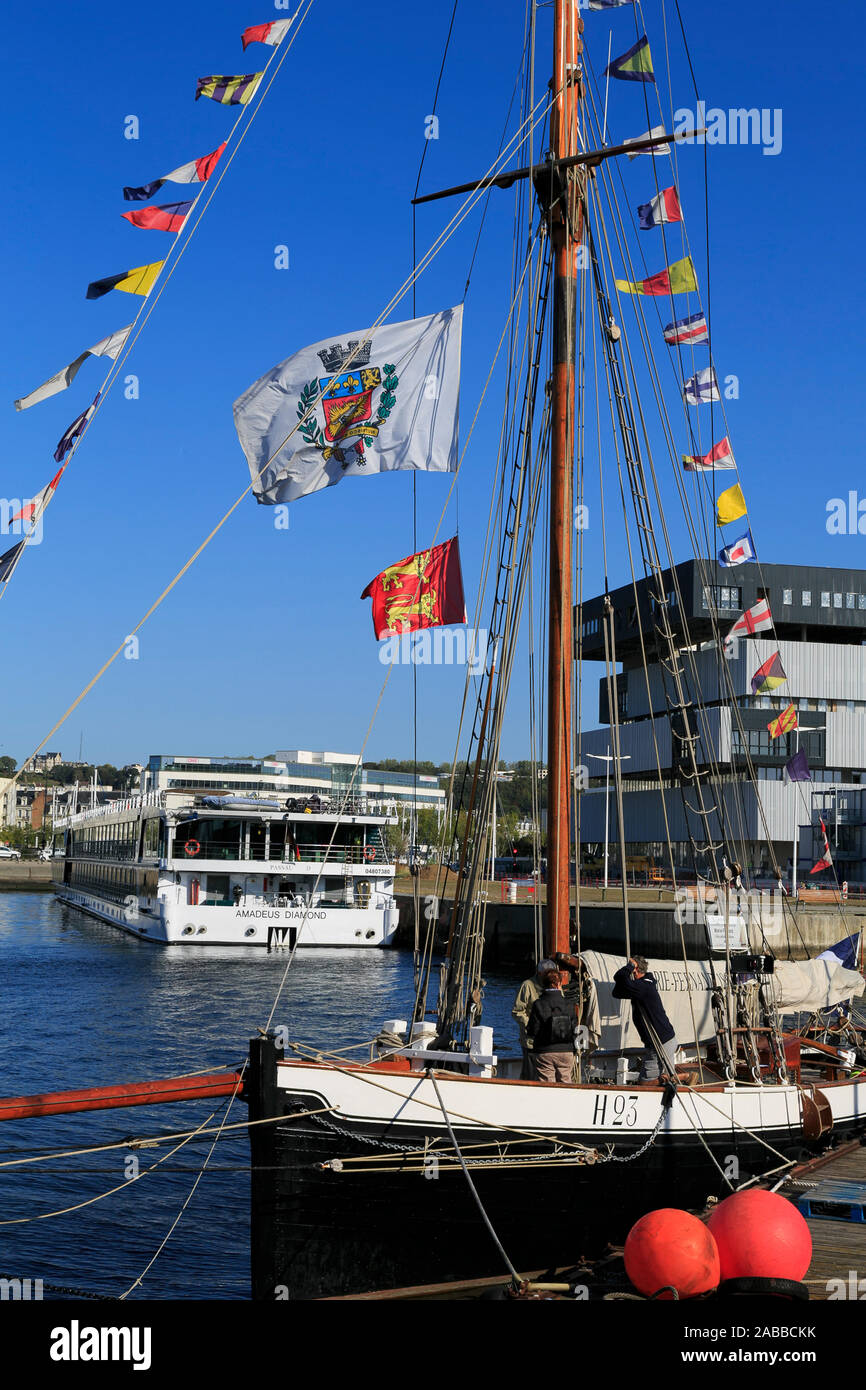 Marie-Fernand nave a vela, Le Havre, Normandia, Francia Foto Stock