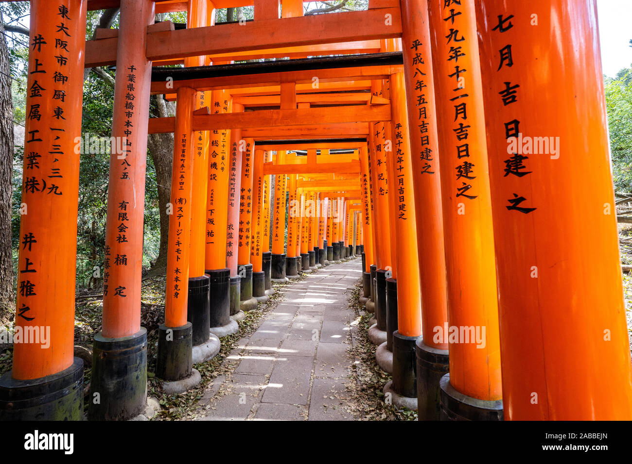 Fushimi Inari-taisha (伏見稲荷大社) è il santuario principale del kami Inari, situato a Fushimi-ku, Kyoto, Prefettura di Kyoto, Giappone. Il santuario si trova alla base. Foto Stock