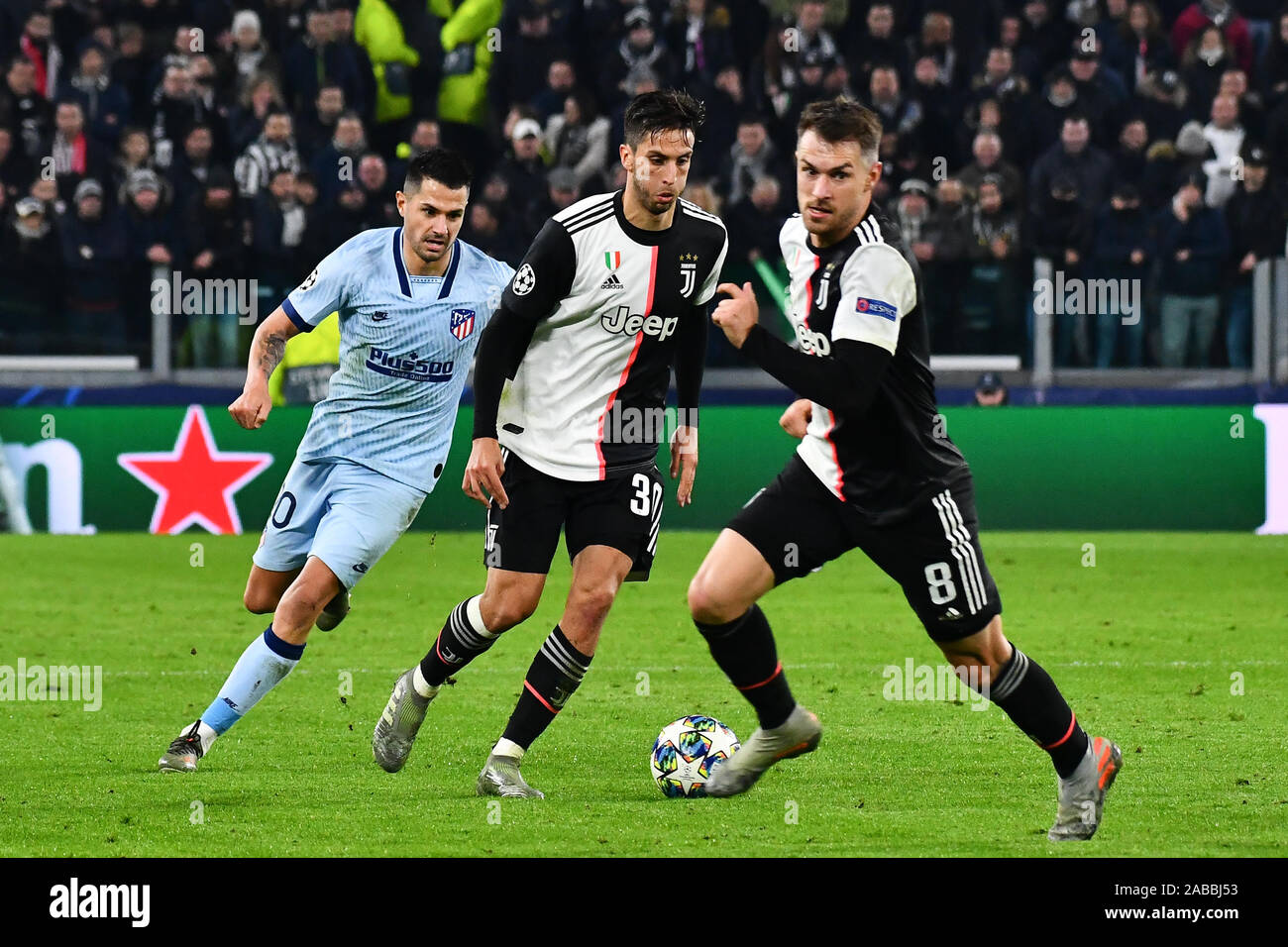 Durante la UEFA Champions League football match tra Juventus e Atletico Madrid presso lo stadio Allianz il 26 novembre, 2019 a Torino, Italia. Foto Stock