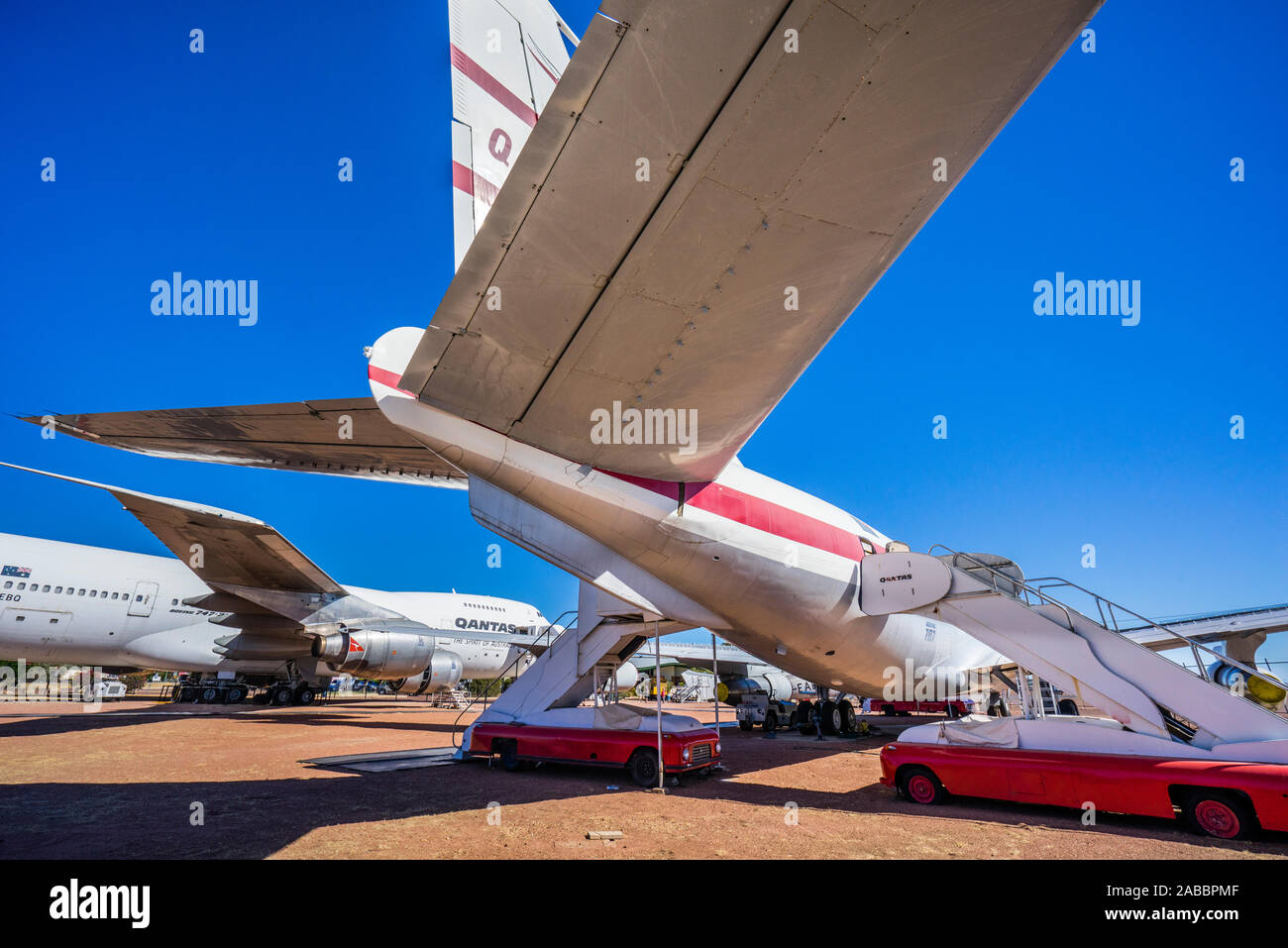 Aeromobile in mostra presso la Qantas fondatori Outback Museum di Longreach, Central West Queensland, Australia Foto Stock