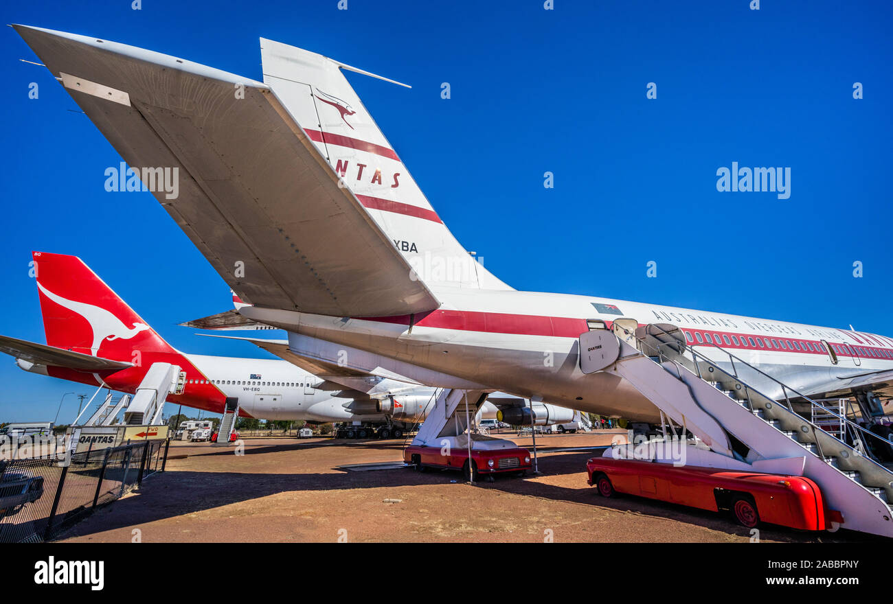 Aeromobile in mostra presso la Qantas fondatori Outback Museum di Longreach, Central West Queensland, Australia Foto Stock