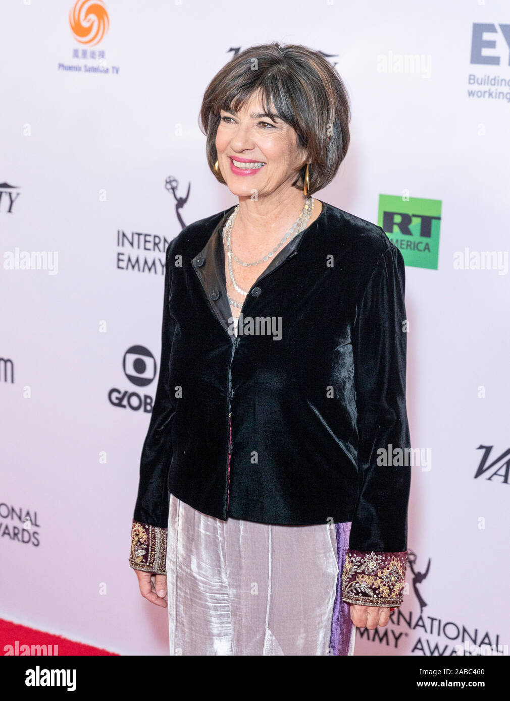 New York, NY - Novembre 25, 2019: Christiane Amanpour assiste 47th International Emmy Awards a Hilton hotel Foto Stock