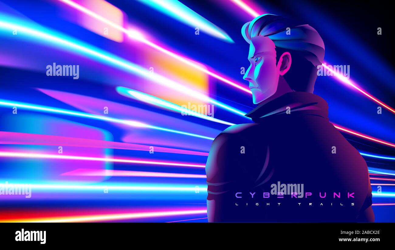 Arte vettoriale di dinamica del movimento di luce, luce sentiero, ad alta velocità, per effetto del movimento del traffico. luce effetto movimento, otturatore lento del traffico. Illustrazione Vettoriale