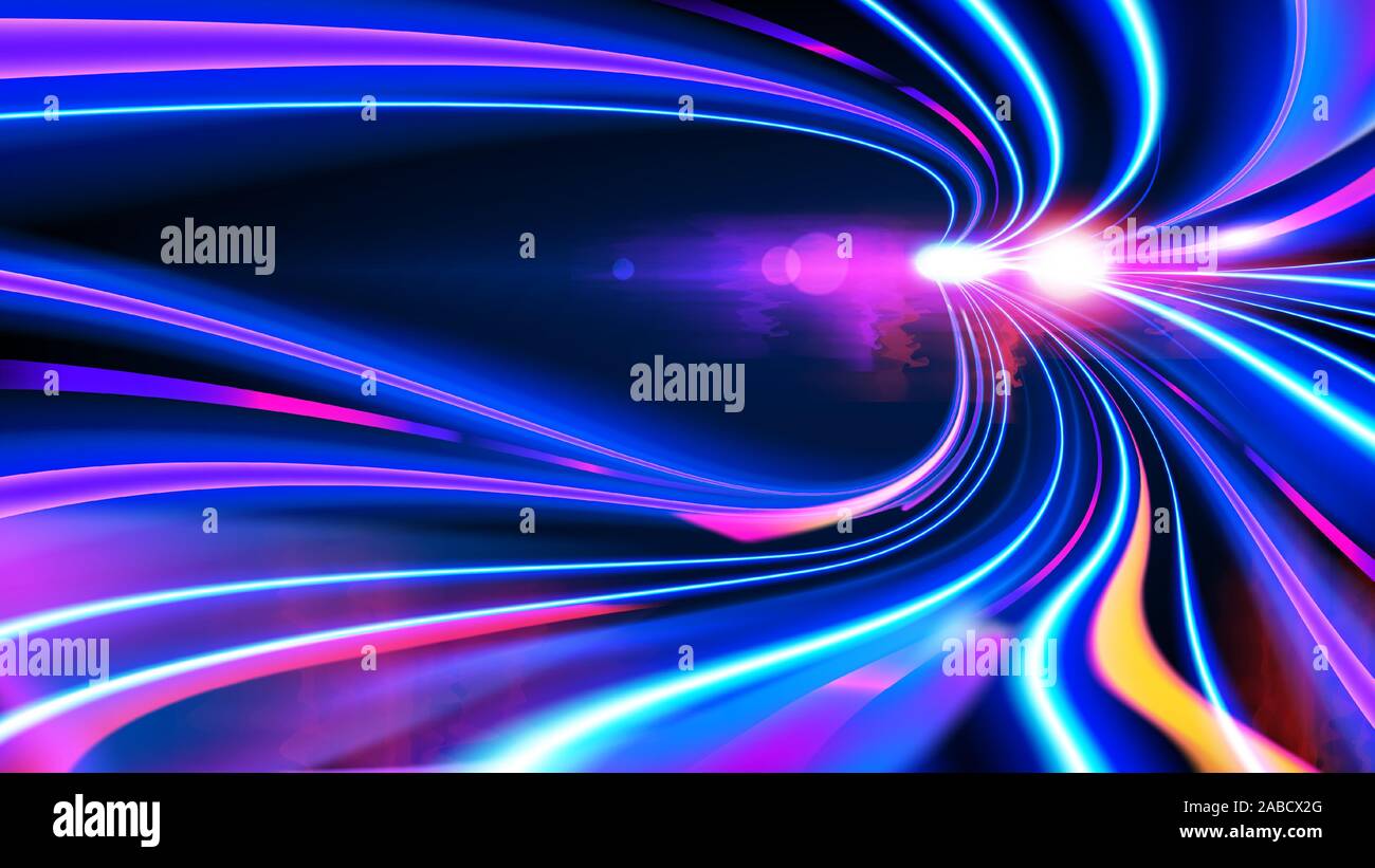 Arte vettoriale di dinamica del movimento di luce, luce sentiero, ad alta velocità, per effetto del movimento del traffico. luce effetto movimento, otturatore lento del traffico. Illustrazione Vettoriale