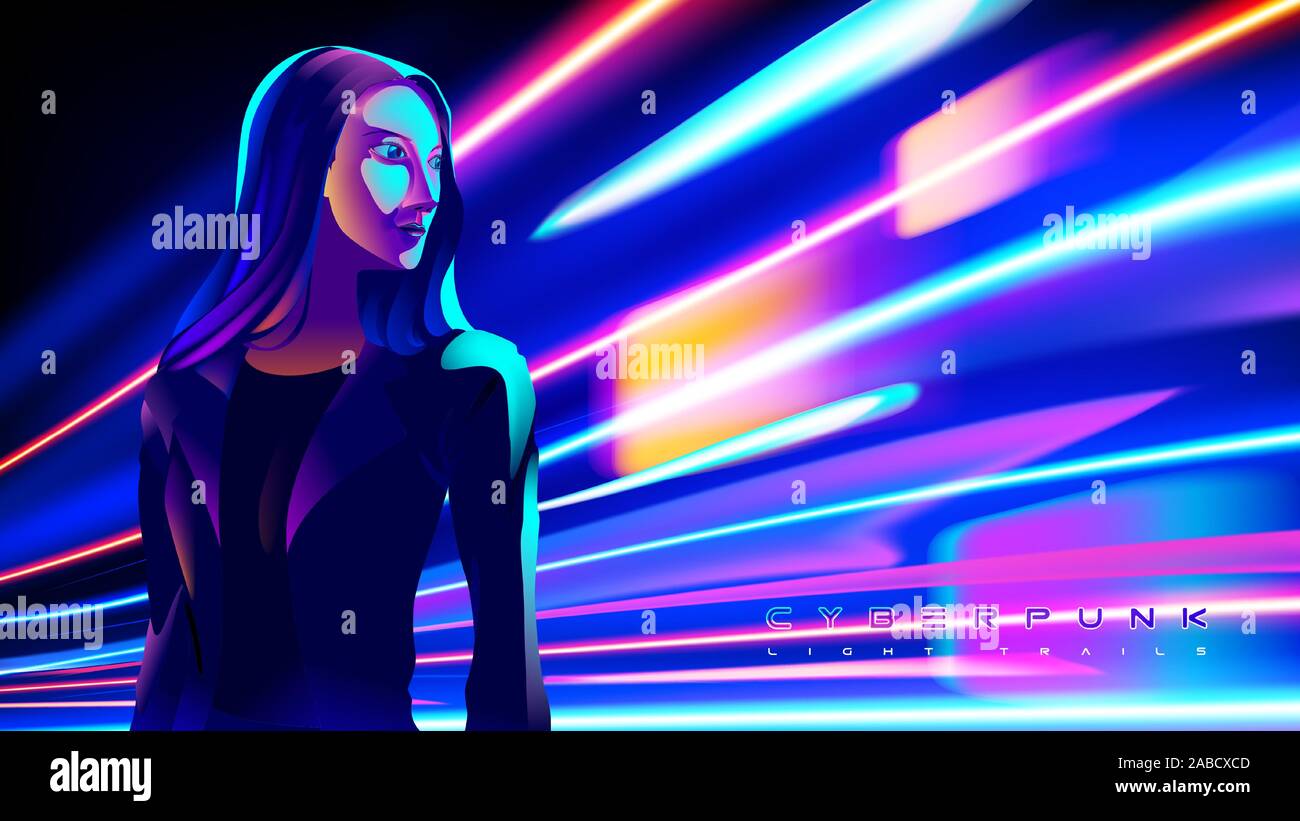 Arte vettoriale di dinamica del movimento di luce, luce sentiero, ad alta velocità, per effetto del movimento del traffico. luce effetto movimento, otturatore lento del traffico. Illustrazione Vettoriale