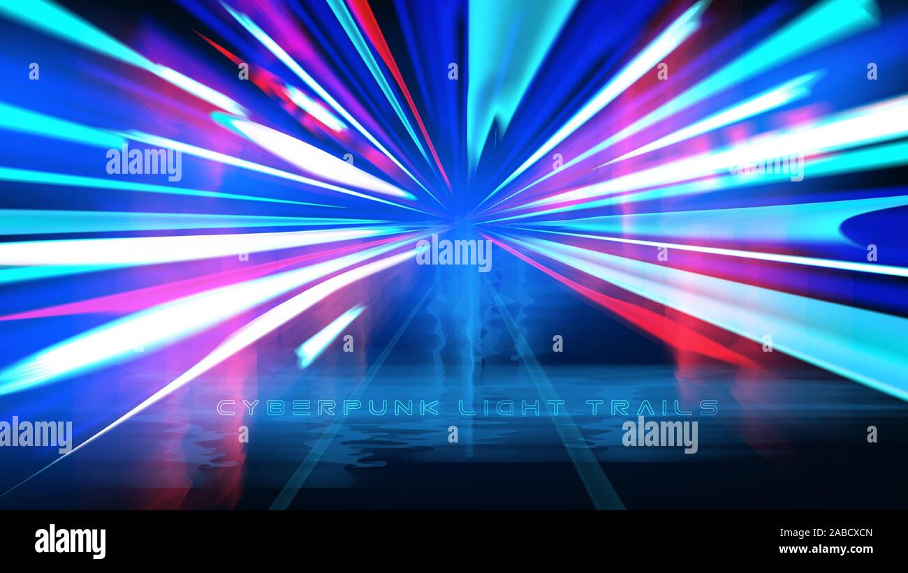 Arte vettoriale di dinamica del movimento di luce, luce sentiero, ad alta velocità, per effetto del movimento del traffico. luce effetto movimento, otturatore lento del traffico. Illustrazione Vettoriale