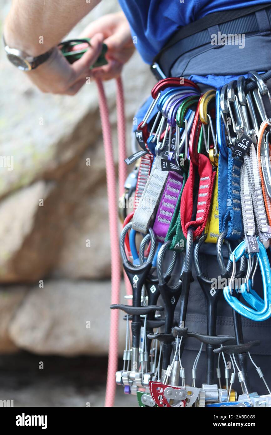 Arrampicata su roccia marcia Foto Stock