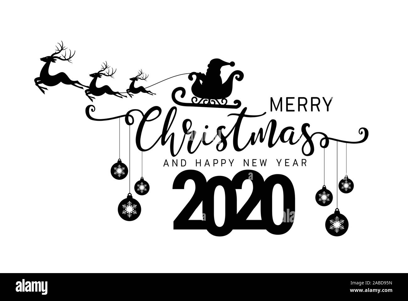 Natale biglietto di auguri con la stagione calligrafico auguri e composizione di elementi di festa Illustrazione Vettoriale
