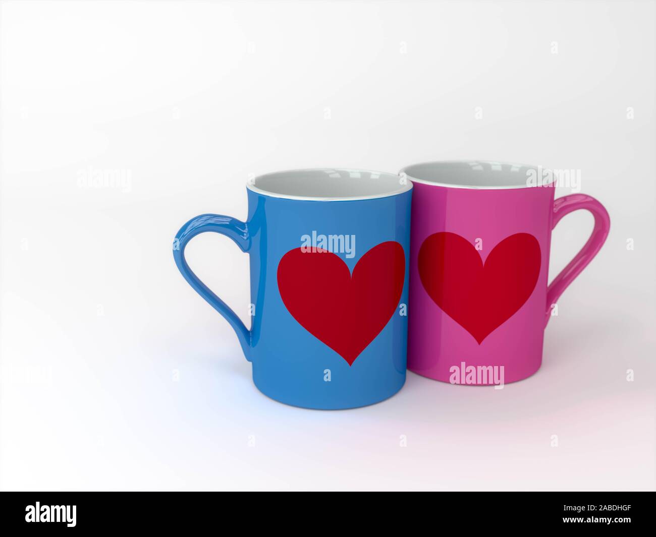 Le coppie" tazze,amore paio di tazze da caffè,3DCG,il rendering 3D,il rendering di scena Foto Stock