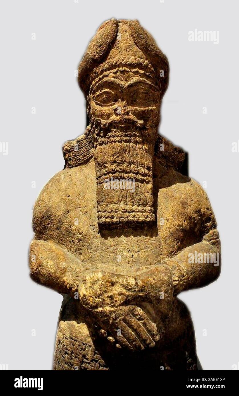 6514. Statua di Nabu, della Mesopotamia re della sapienza e della conoscenza. Nimrud, (Iraq), c. 8th. C. BC. Foto Stock