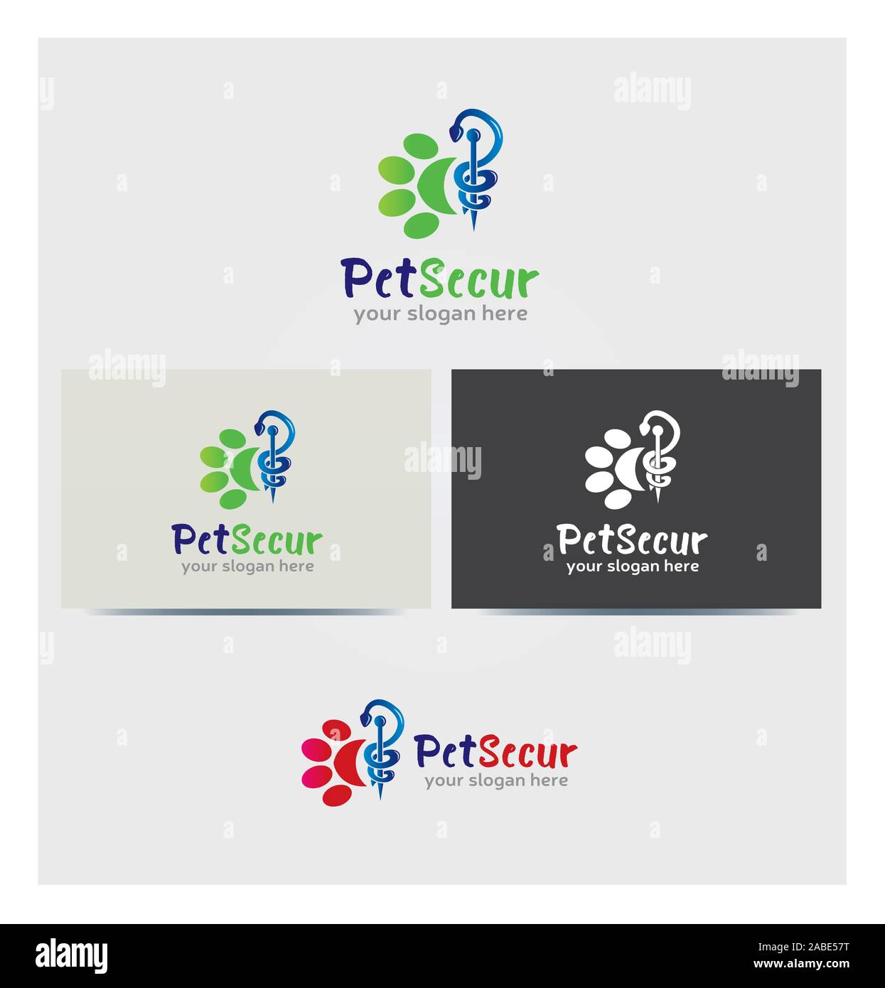 Assicurazione pet care icona Logo, per affari in diversi colori, la salute degli animali, il logo veterinaria Illustrazione Vettoriale