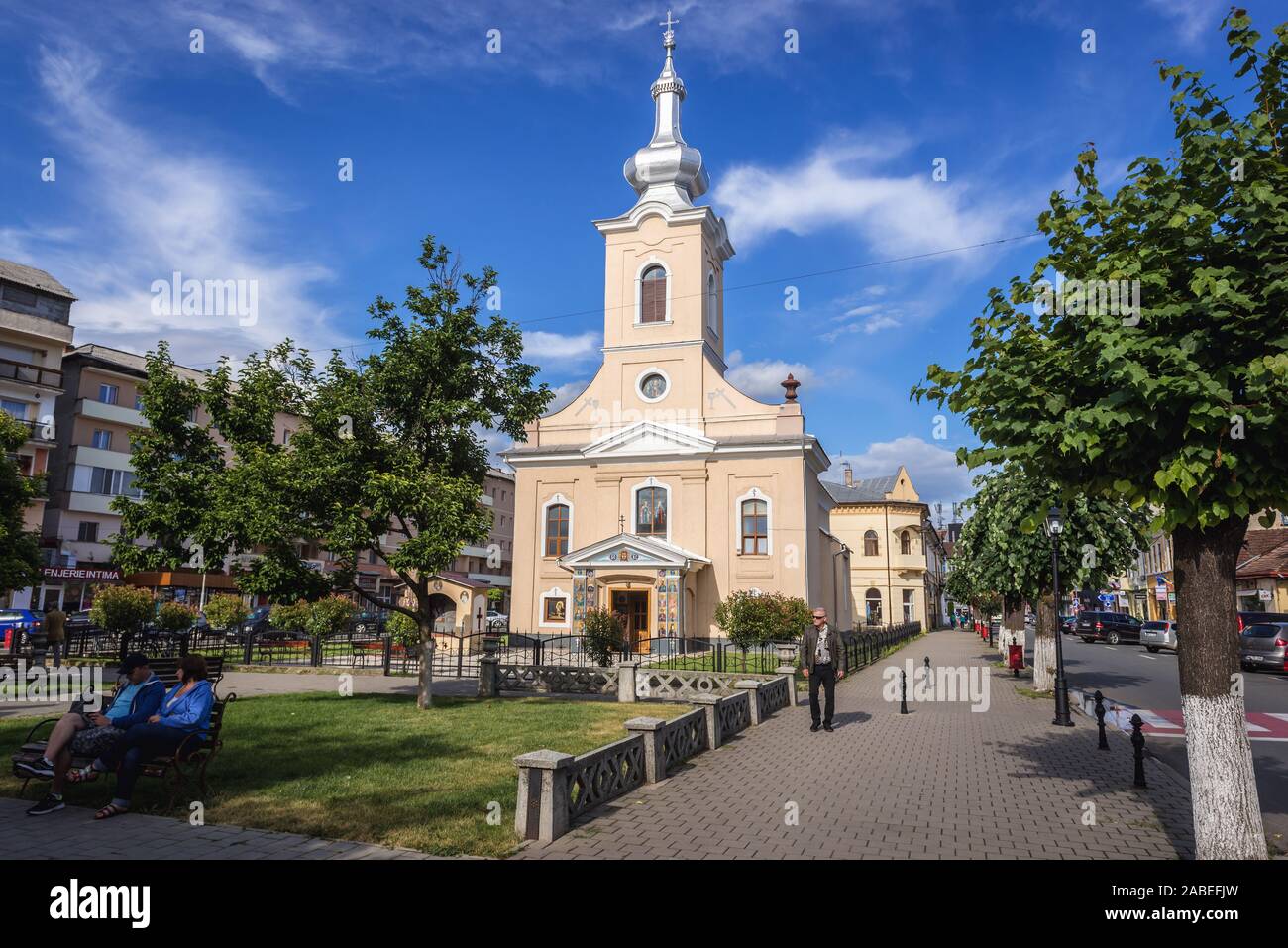 L elevazione della Santa Croce ucraino Chiesa ortodossa in Sighetu Marmatiei città in Maramures Contea del nord ovest della Romania Foto Stock