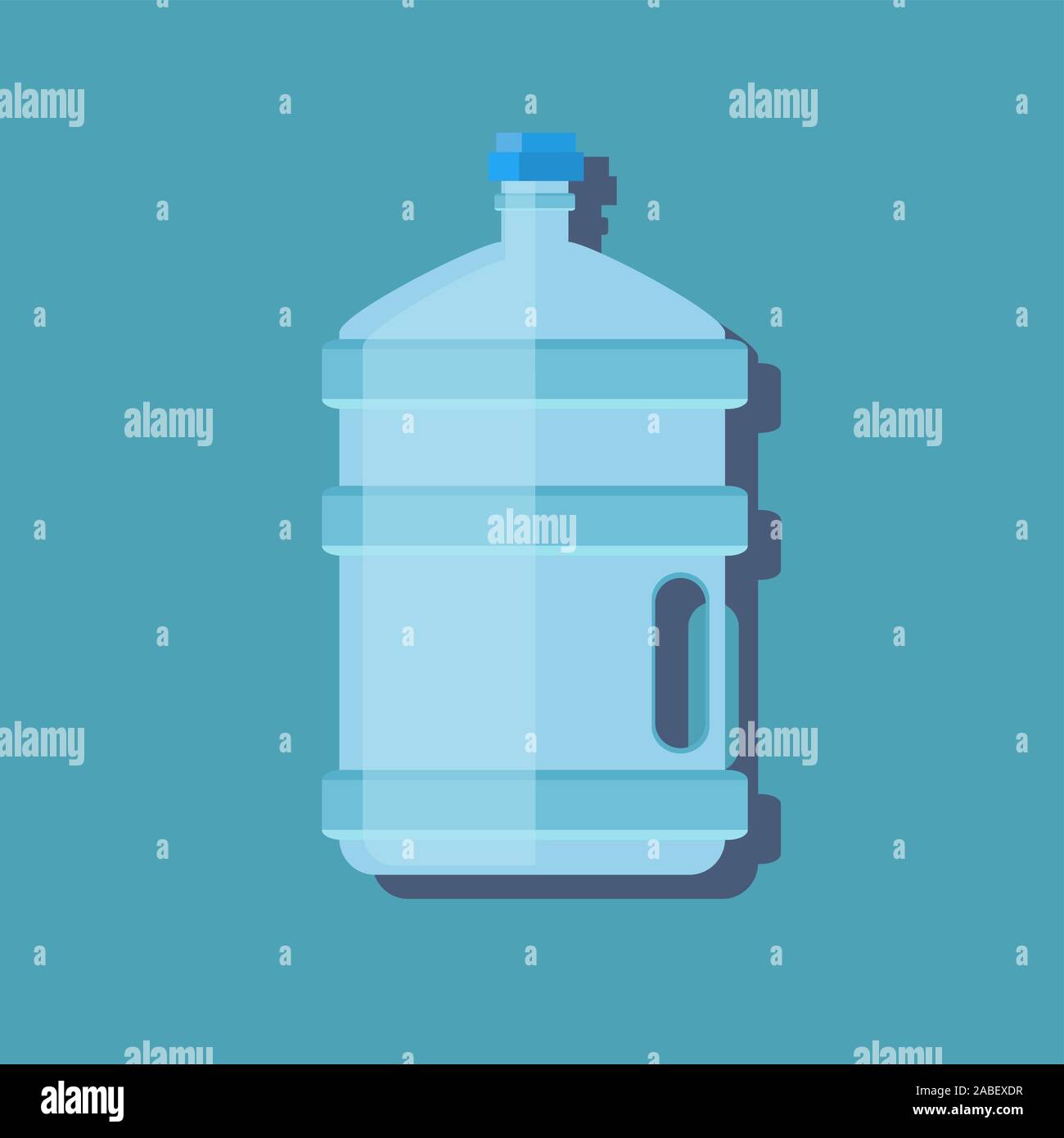 Icona grande bottiglia con acqua pulita. Contenitore in plastica per lo scambiatore di calore. Isolato su sfondo bianco. Illustrazione Vettoriale