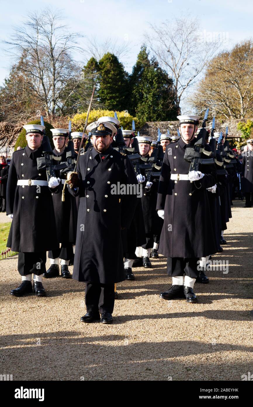 Guardia militare da HM Clyde al ricordo di servizio, 2019, Helensburgh, Scozia Foto Stock