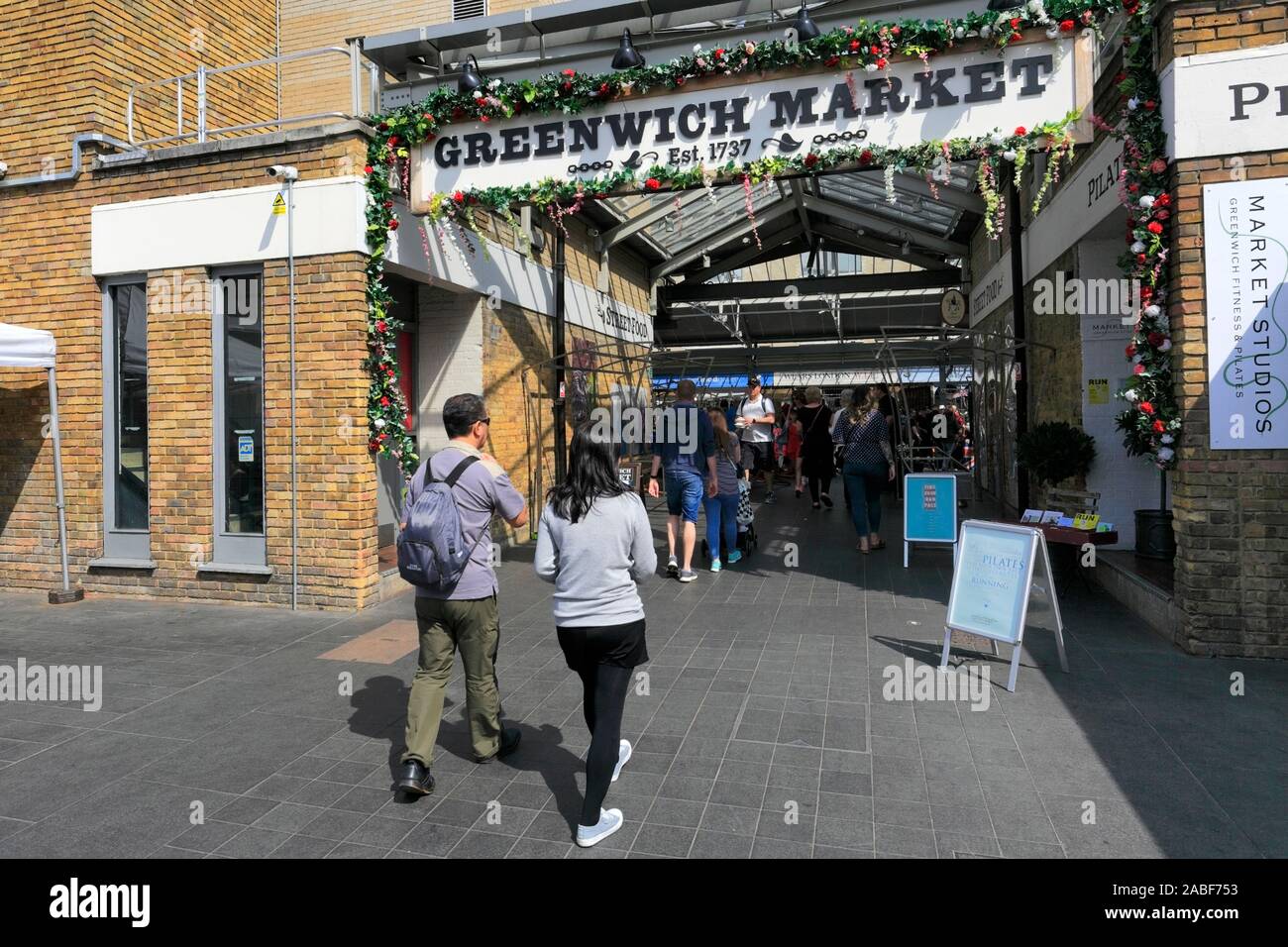 Il coperto Mercato di Greenwich, Greenwich, Londra, Inghilterra Foto Stock