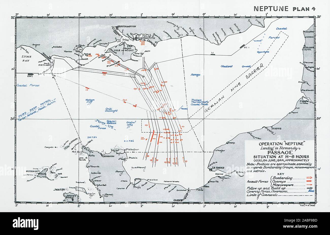 Funzionamento Nettuno sbarco in Normandia D giorno la situazione 0030 6 Giugno 1944 1994 Mappa Foto Stock