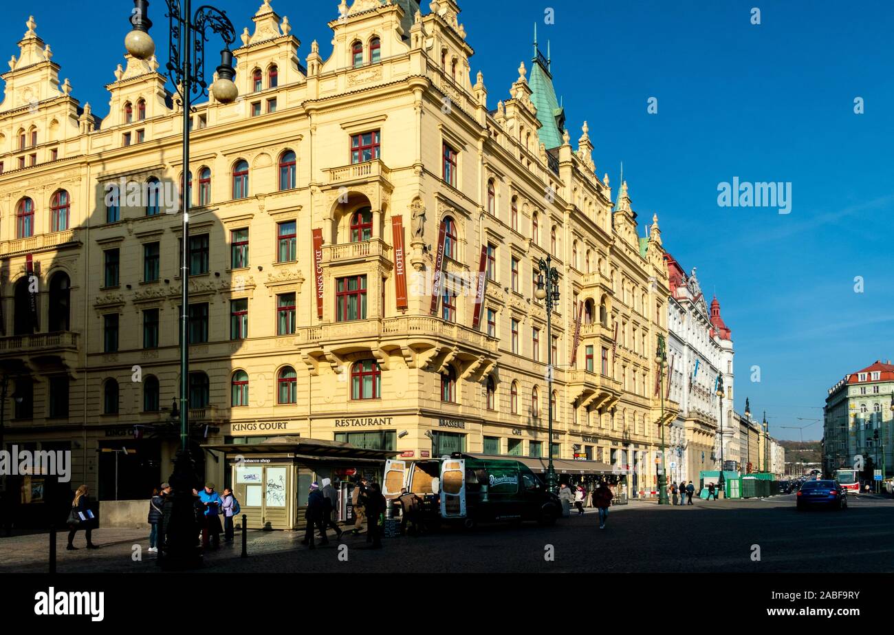 Architettura edifici nel centro della città di Praga, Repubblica Ceca Foto Stock