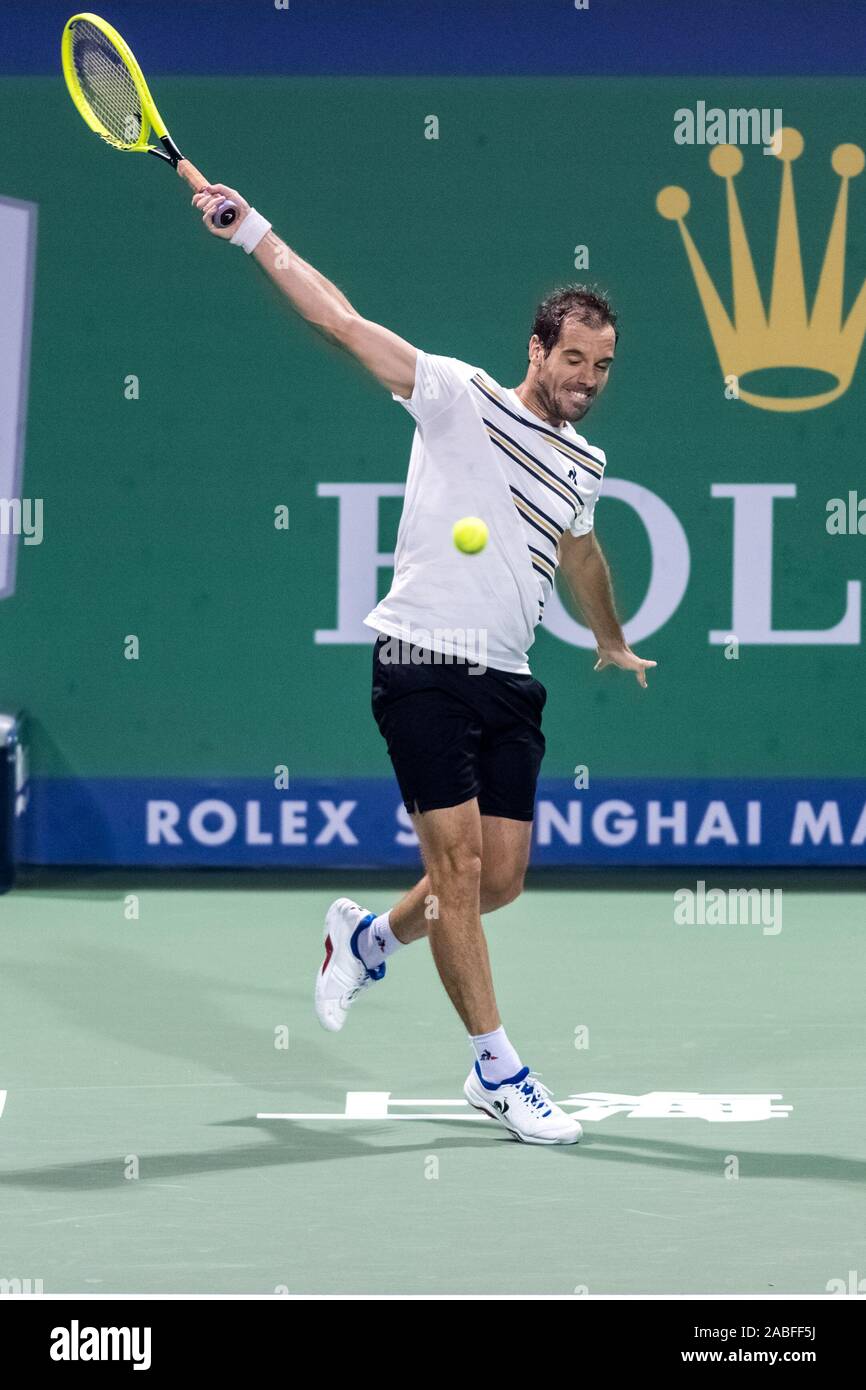 Il francese giocatore di tennis professionista Richard Gasquet compete contro belga di giocatore di tennis professionista David Goffin durante il primo round del 2019 Ruolo Foto Stock