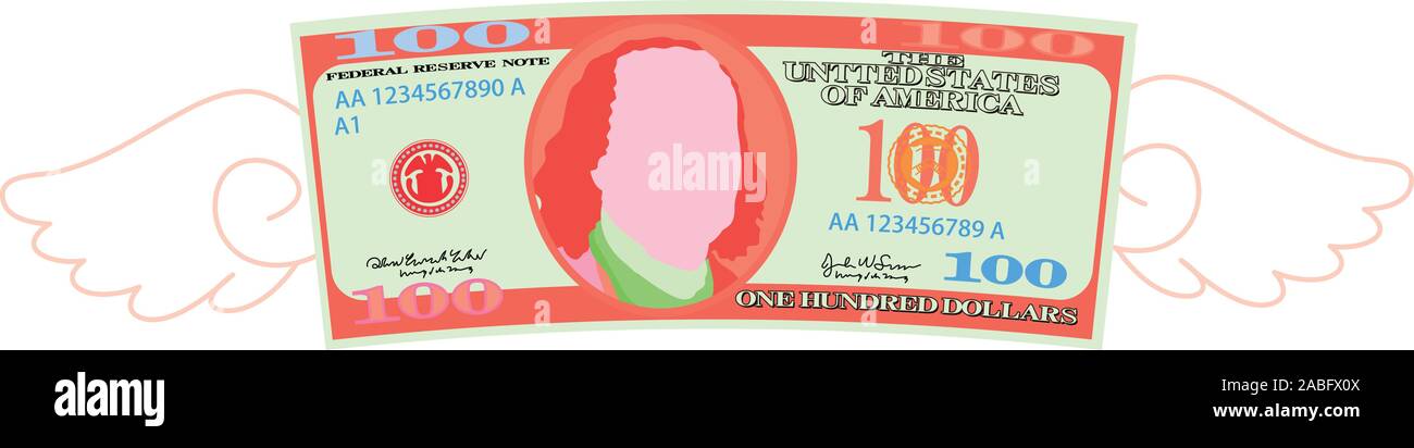 Questa è un immagine della selvaggina di penna deformato 100 dollari nota Illustrazione Vettoriale