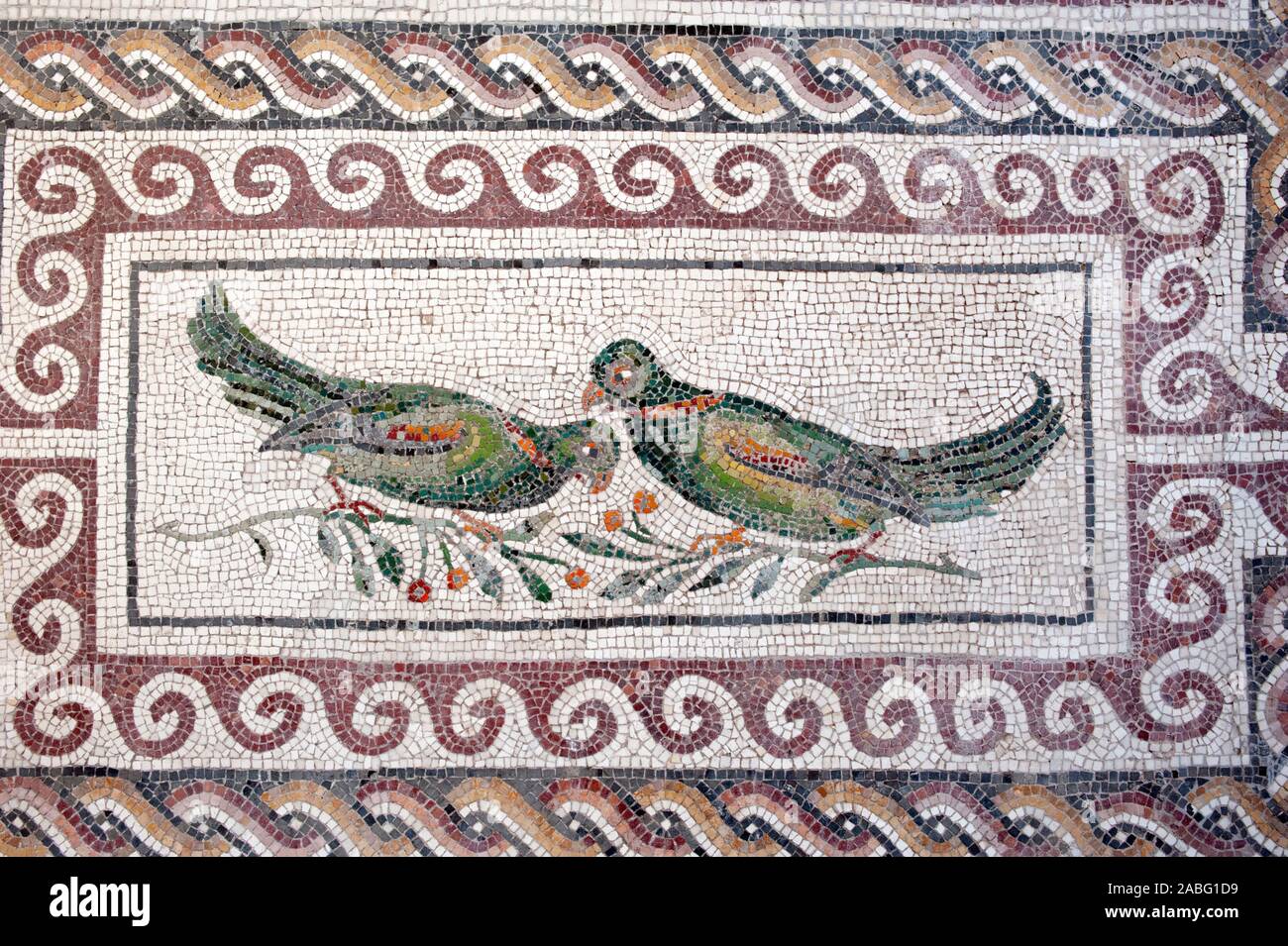 Italia, Roma, Palazzo massimo alle Terme, Museo Nazionale Romano, Museo Nazionale Romano, mosaico romano con uccelli (II secolo d.C.) Foto Stock