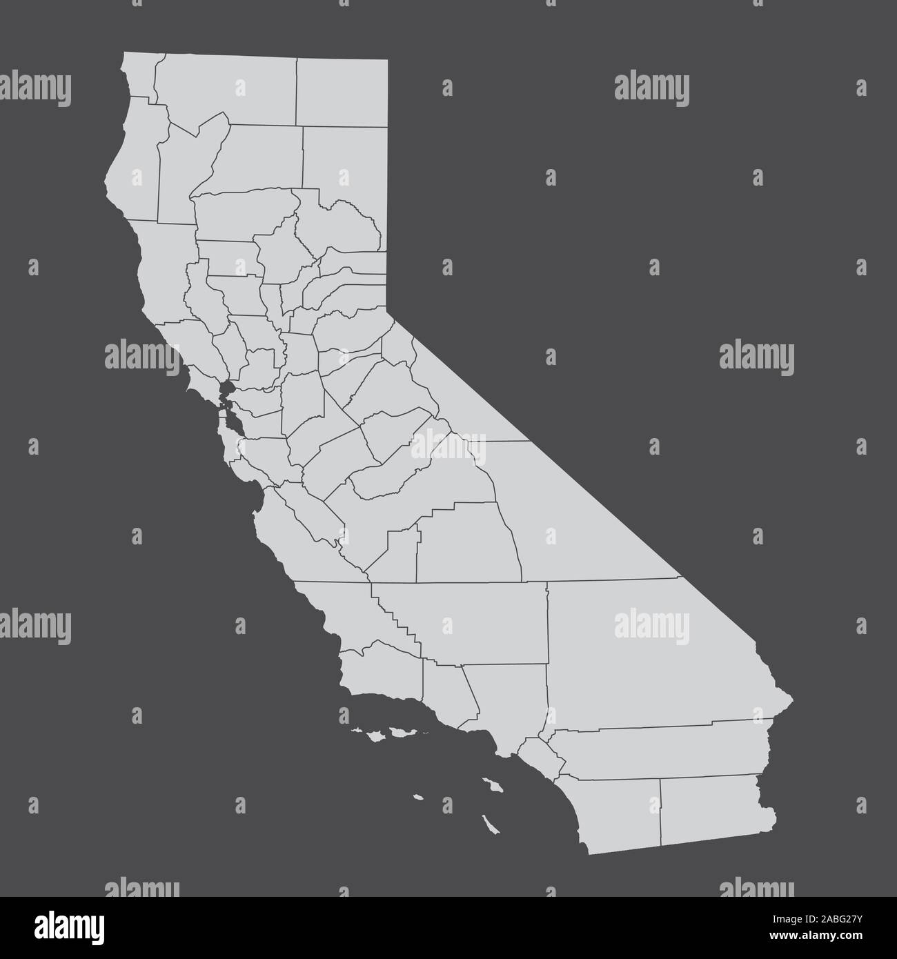 Contee della California mappa Illustrazione Vettoriale