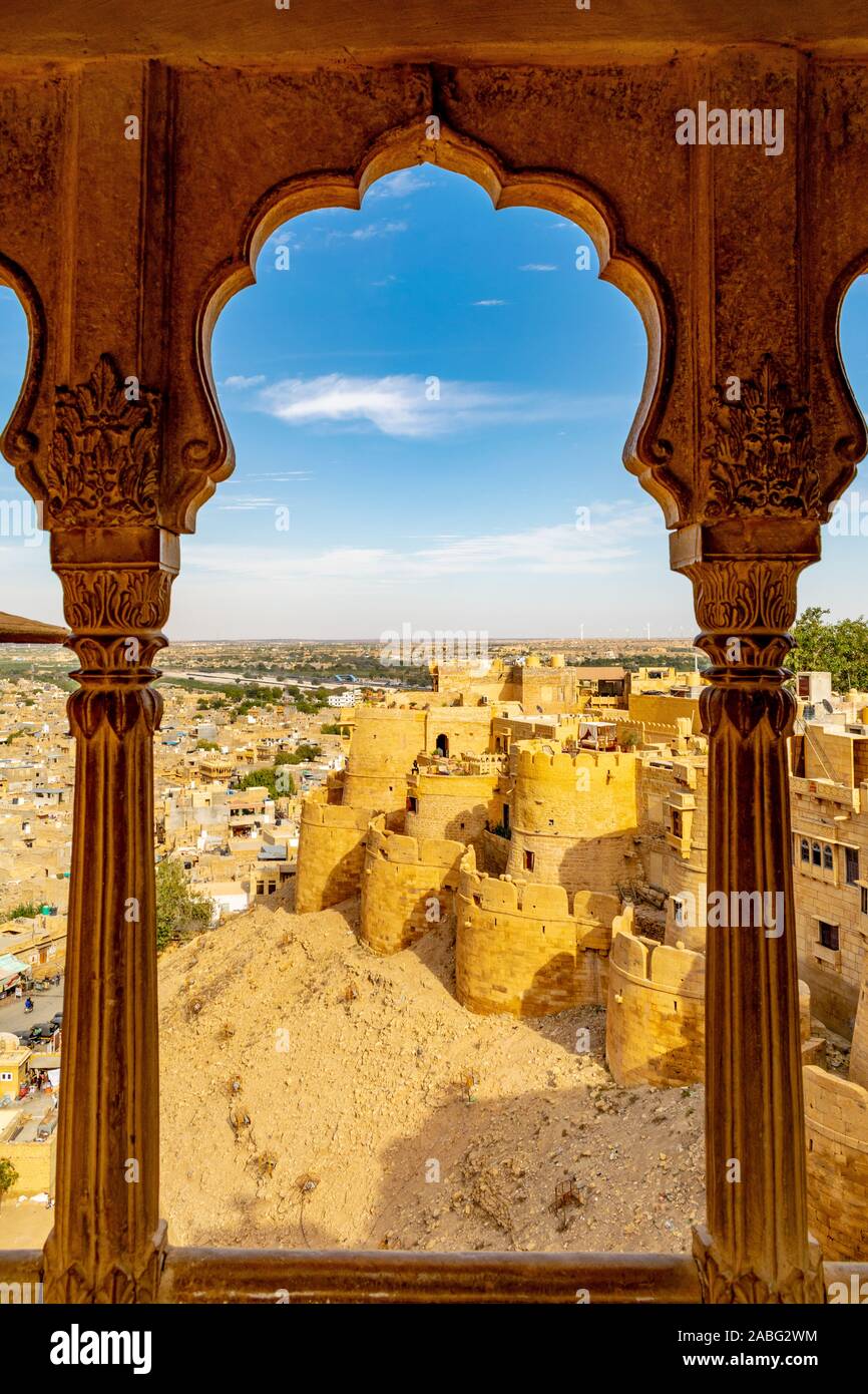 Jaisalmer Fort dal palazzo, Jaisalmer, Rajasthan, India Foto Stock