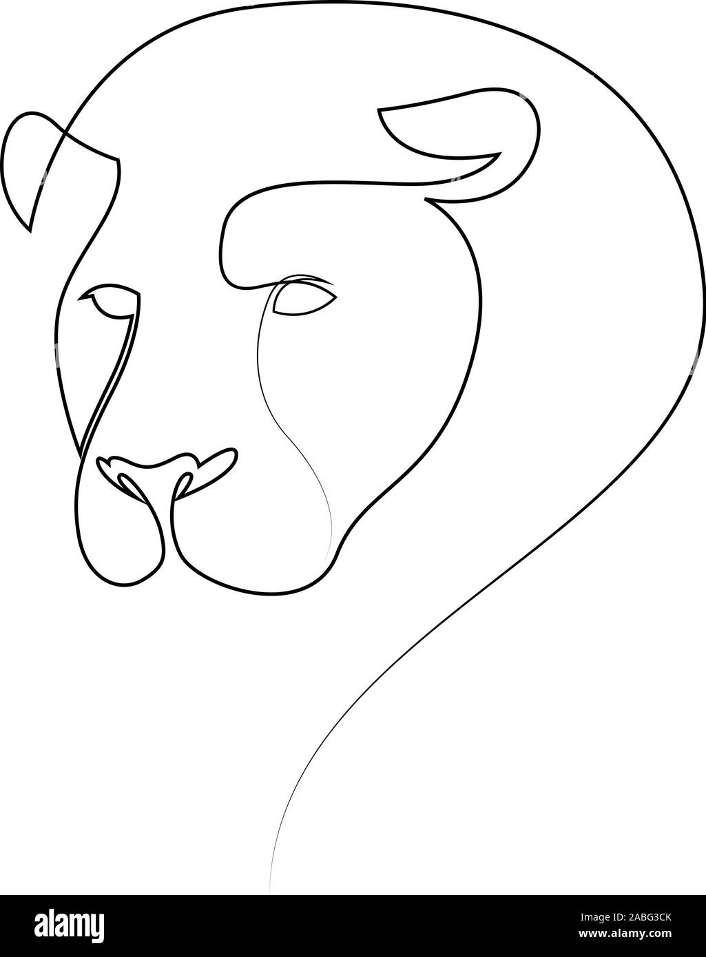 Una linea design silhouette di Lion. Disegnata a mano in stile minimalista. Abstract lion illustrazione vettoriale Illustrazione Vettoriale