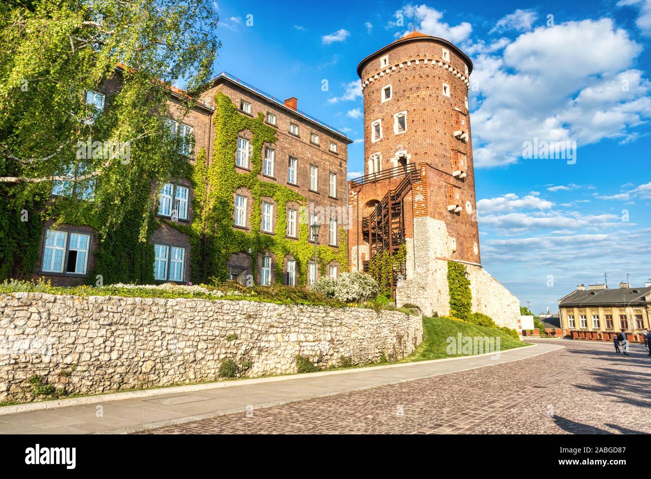 Il castello di Wawel durante il giorno, Cracovia in Polonia le parole chiave: Cracovia, Wawel, castello, landmark, Polonia, città polacca, paesaggio, Foto Stock