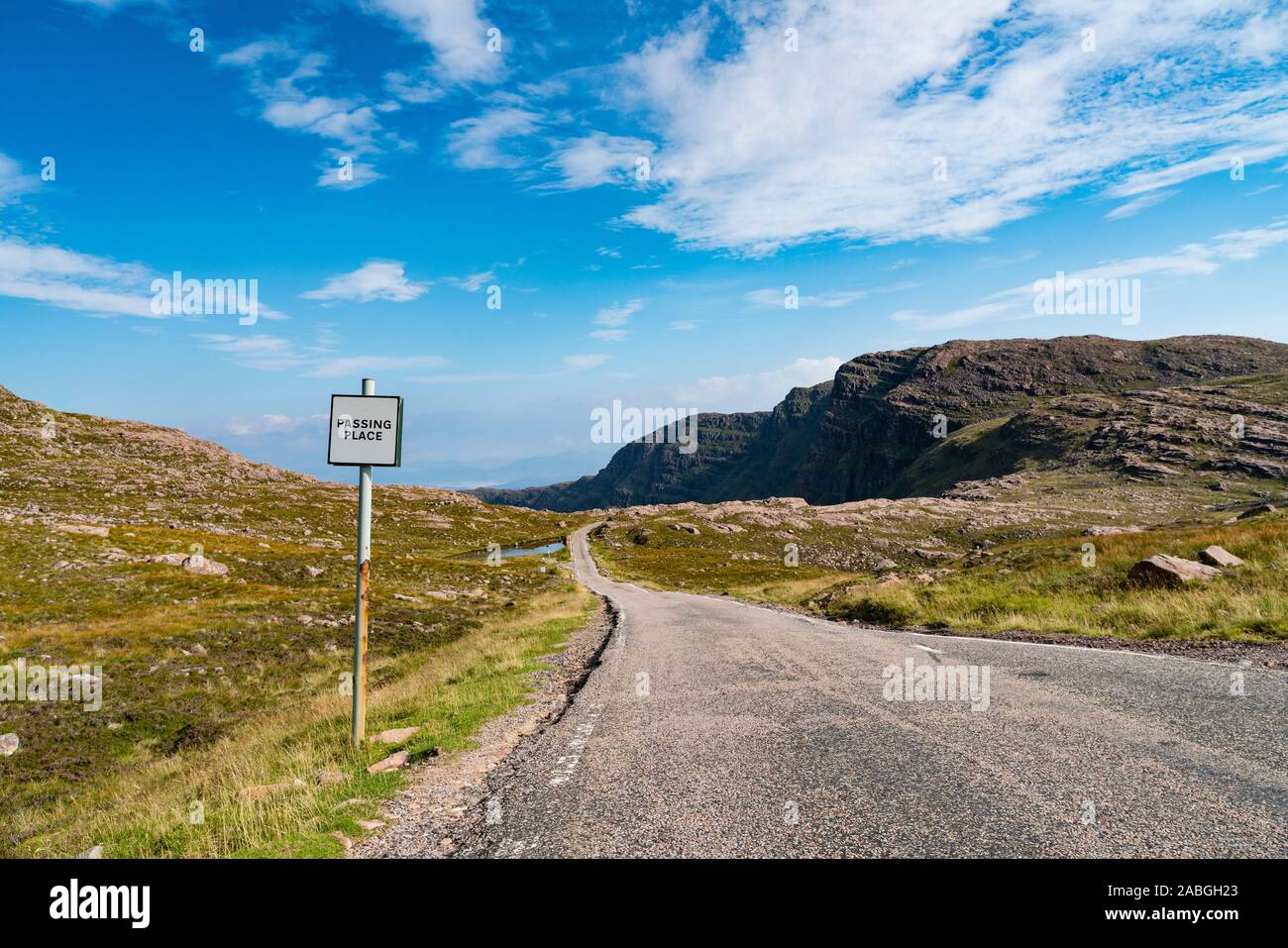 Pass dei bovini (Bealach Na Ba) sulla costa nord 500 , NC500, percorso da Applecross penisola in Scozia ,Regno Unito Foto Stock