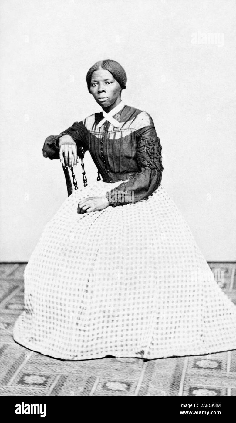 Vintage foto ritratto di Harriet Tubman (c1820 - 1913). Nato in schiavitù, Tubman (nome di nascita Araminta Ross) sono fuggiti e successivamente guidato altri schiavi della libertà via ferrovia sotterranea prima di lavorare come infermiera, spy e scout per la Union Army durante la Guerra Civile Americana. Nella vita successiva era impegnata nel lavoro umanitario e promosso la causa di il suffragio femminile. Foto circa 1868 da Benjamin F Powelson. Foto Stock