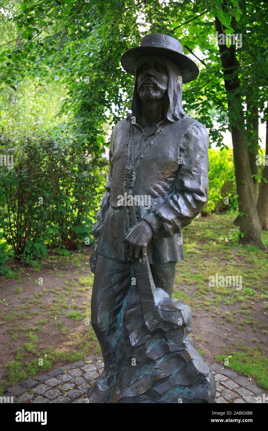 Czeslaw Niemen statua presso l' Università hill, Opole, Slesia, Polonia, Europa Foto Stock