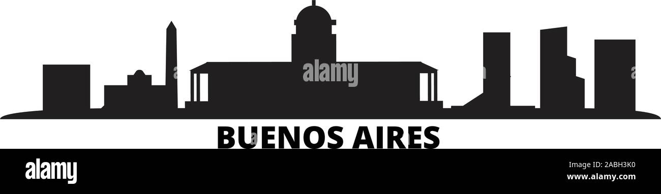 Argentina Buenos Aires City skyline della città isolata illustrazione vettoriale. Argentina, la città di Buenos Aires travel cityscape con punti di riferimento Illustrazione Vettoriale
