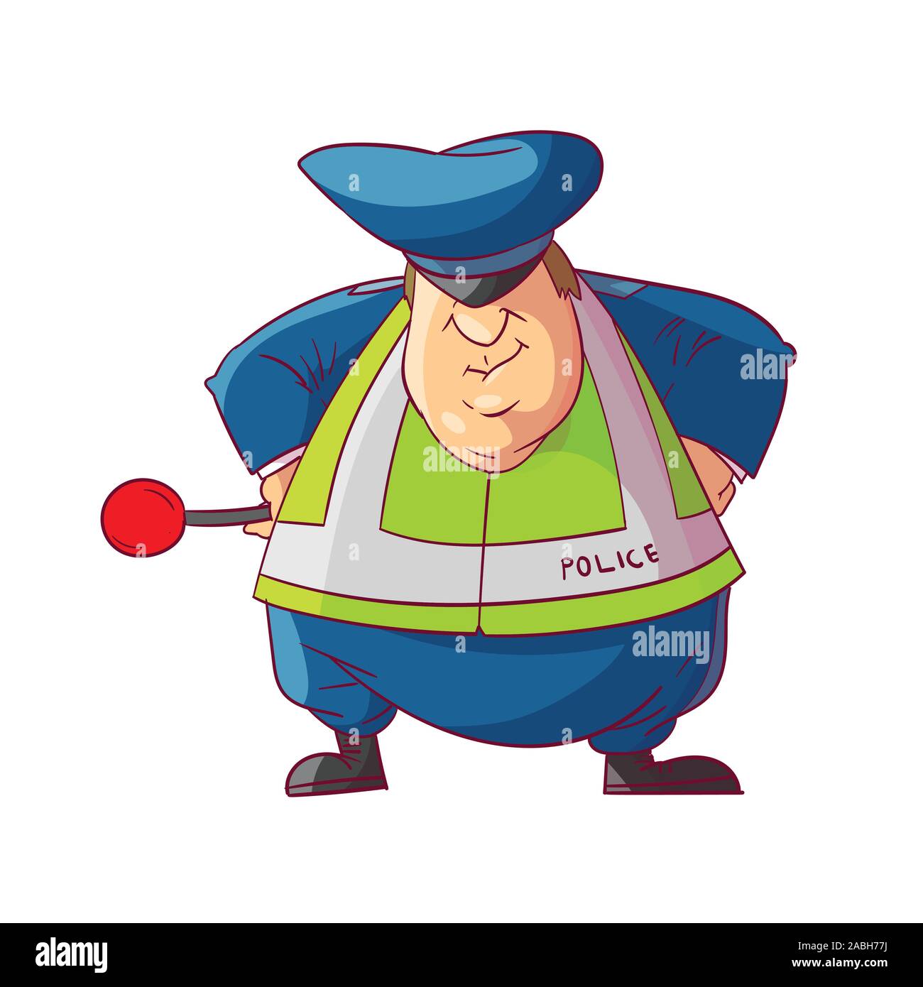 Colorata illustrazione vettoriale di un grasso traffico cartoon funzionario di polizia Illustrazione Vettoriale