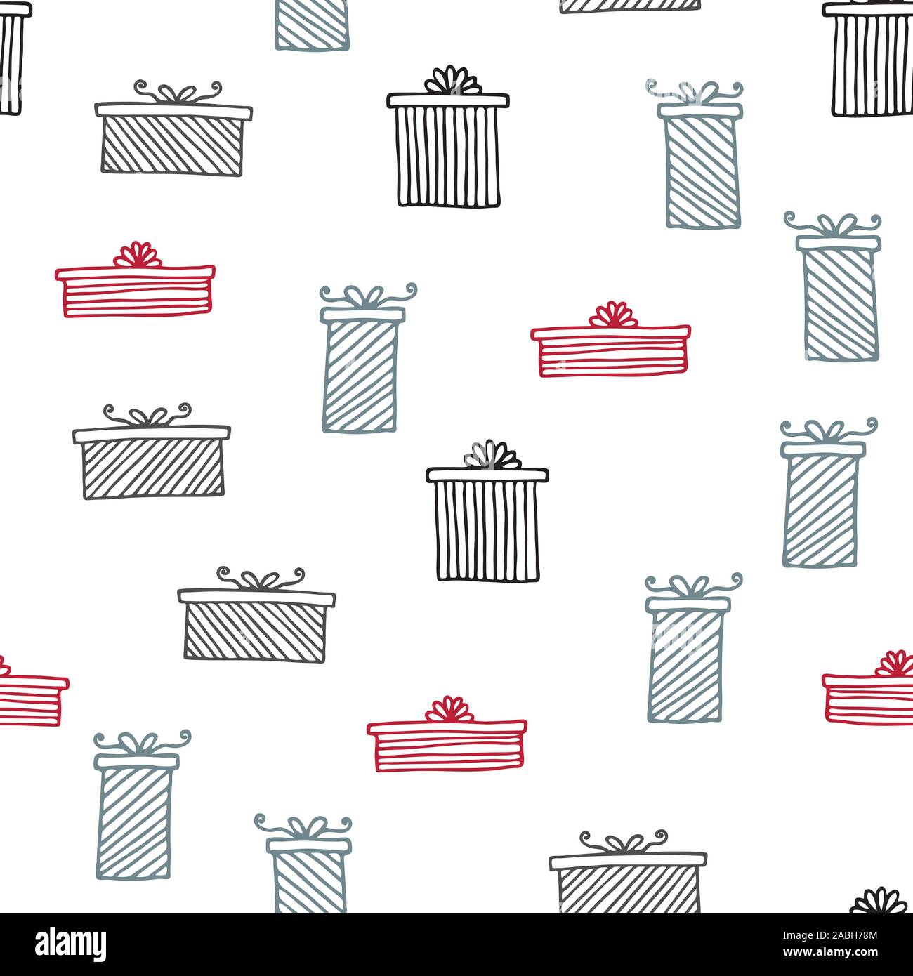 Vettore di Seamless pattern con confezioni regalo. Carta da parati, tessuti, avvolgimento, carta, stampa su vestiti Illustrazione Vettoriale