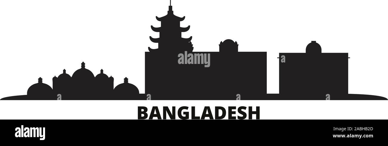Bangladesh, Chittagong skyline della città isolata illustrazione vettoriale. Bangladesh, Chittagong cityscape di viaggio con i punti di riferimento Illustrazione Vettoriale