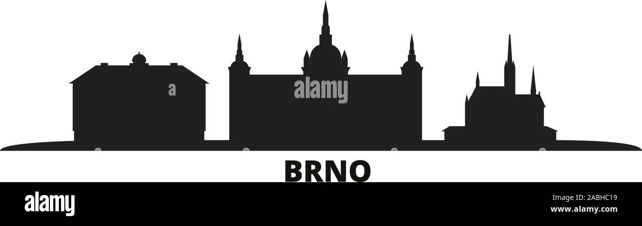Repubblica Ceca, Brno skyline della città isolata illustrazione vettoriale. Repubblica Ceca, Brno travel cityscape con punti di riferimento Illustrazione Vettoriale