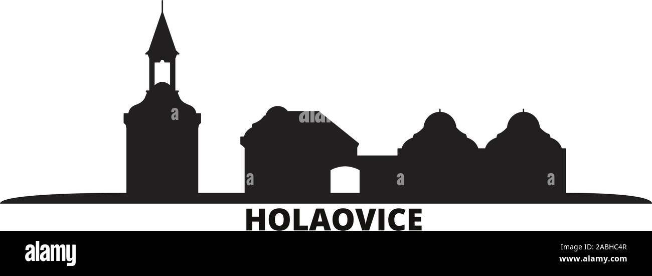 Repubblica ceca, Holasovice skyline della città isolata illustrazione vettoriale. Repubblica ceca, Holasovice cityscape di viaggio con i punti di riferimento Illustrazione Vettoriale