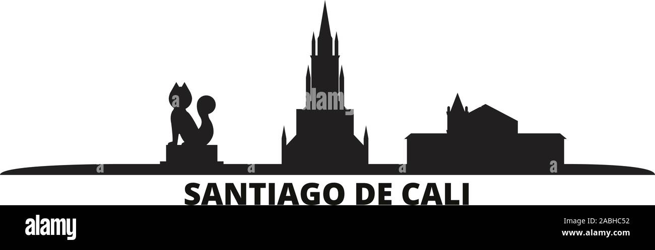 La Colombia, Santiago de Cali dello skyline della città isolata illustrazione vettoriale. La Colombia, Santiago de Cali cityscape di viaggio con i punti di riferimento Illustrazione Vettoriale