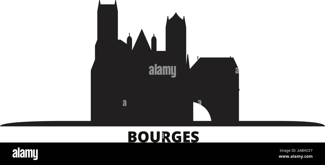Francia, Bourges skyline della città isolata illustrazione vettoriale. Francia, Bourges cityscape di viaggio con i punti di riferimento Illustrazione Vettoriale