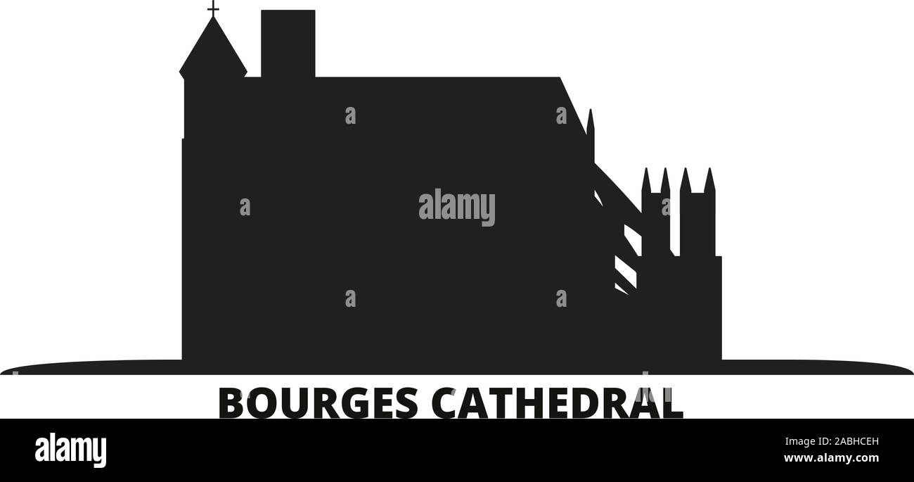 La Francia, la cattedrale di Bourges punto di riferimento dello skyline della città isolata illustrazione vettoriale. La Francia, la cattedrale di Bourges Landmark cityscape di viaggio con i punti di riferimento Illustrazione Vettoriale