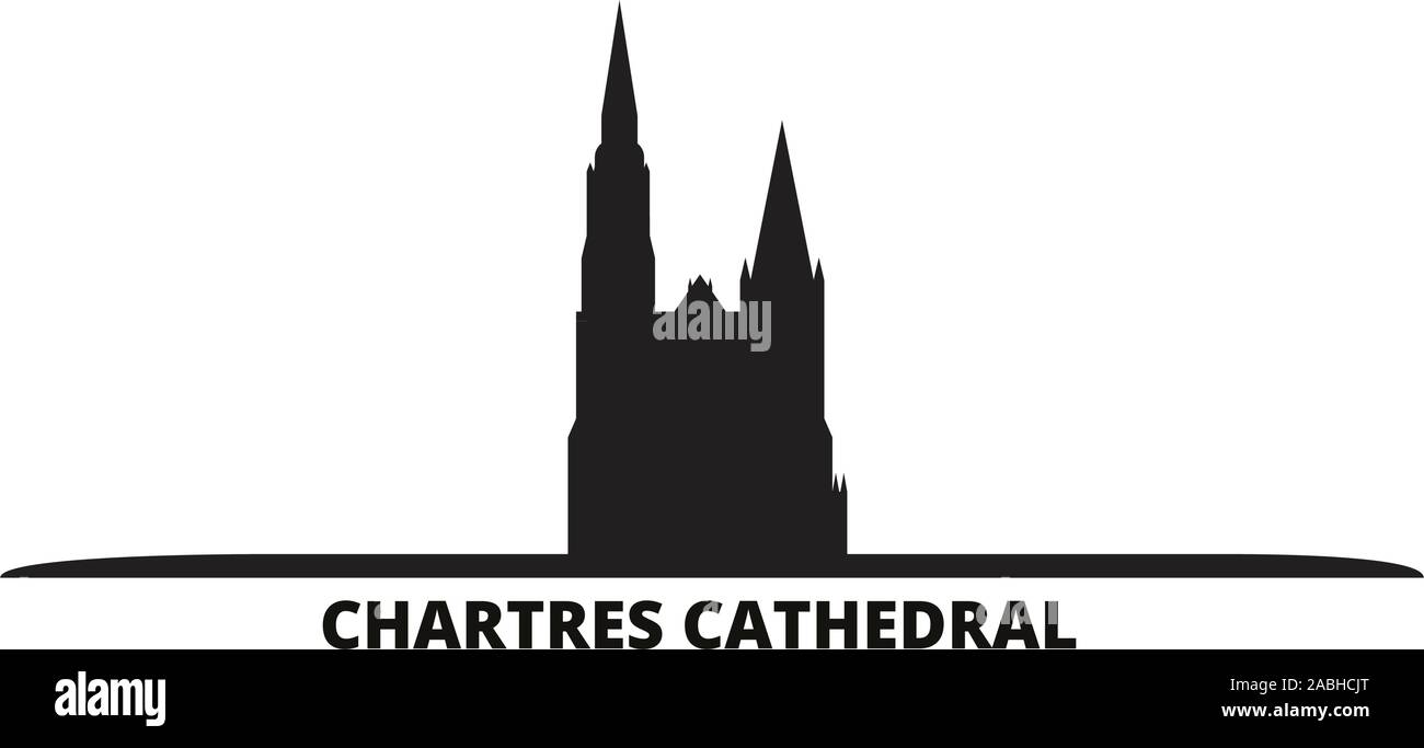 Francia, Chartres skyline della città isolata illustrazione vettoriale. Francia, Chartres travel cityscape con punti di riferimento Illustrazione Vettoriale